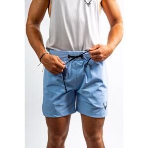 Bucked Up Men's Light Blue Athletic Gym Training Shorts Poly Spandex - Size XL